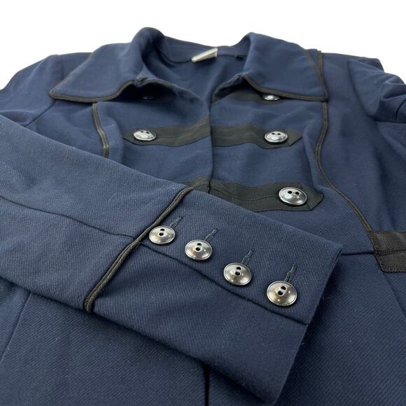 EUC Cabi M In The Band Knit Navy Blue/Black Military Style Pockets Blazer Jacket - Picture 1 of 12